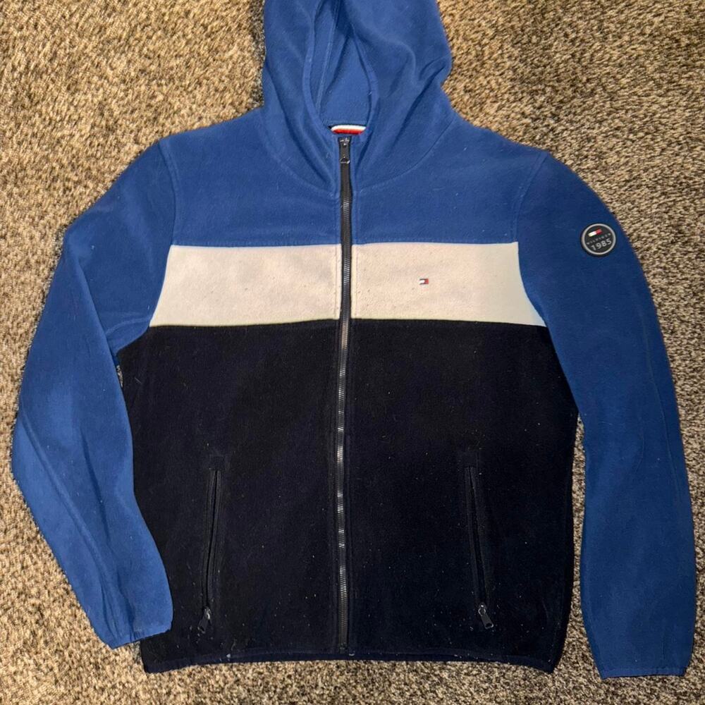 Tommy Hilfiger Blue, White, and Black Hoodie
